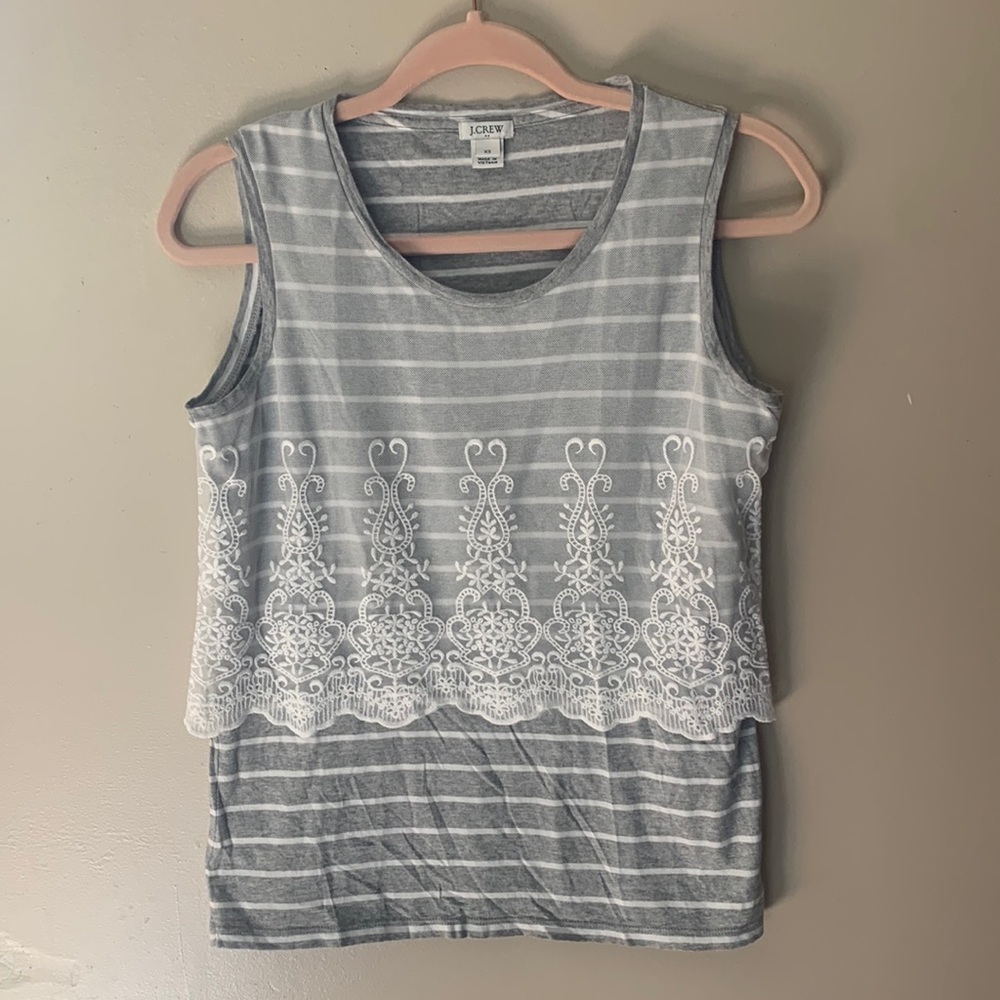 J Crew Embroidered Overlay Tank | XS
